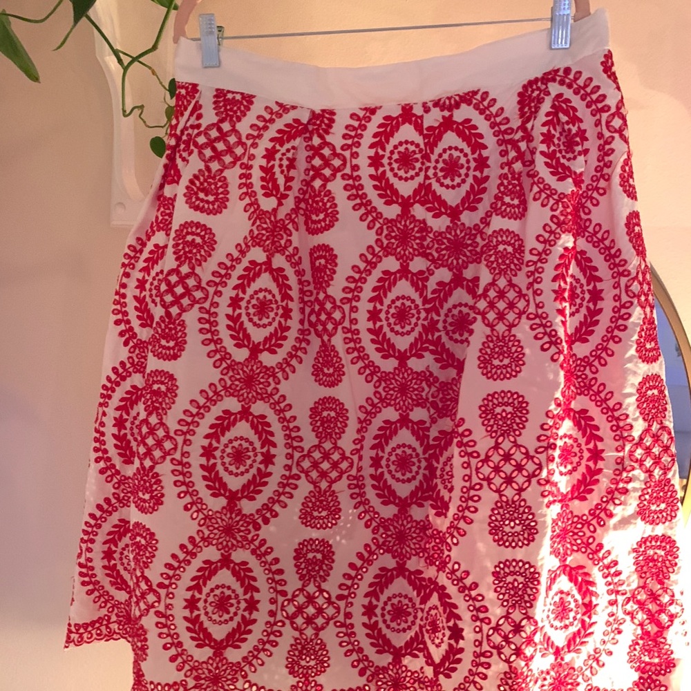 Red & White Lace Skirt
